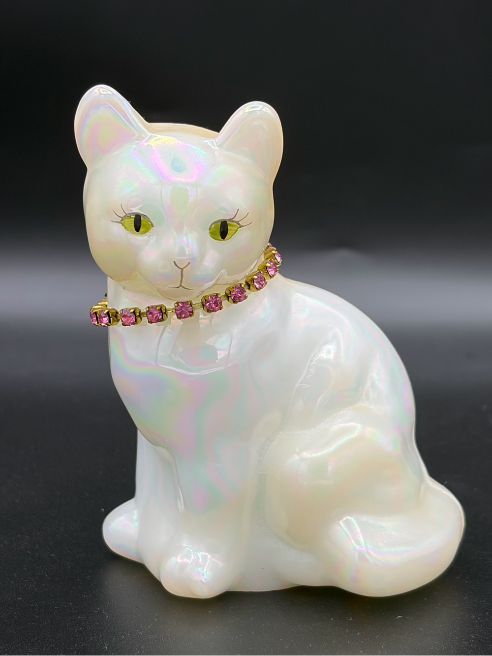 Vintage Fenton Iridescent Glass Cat